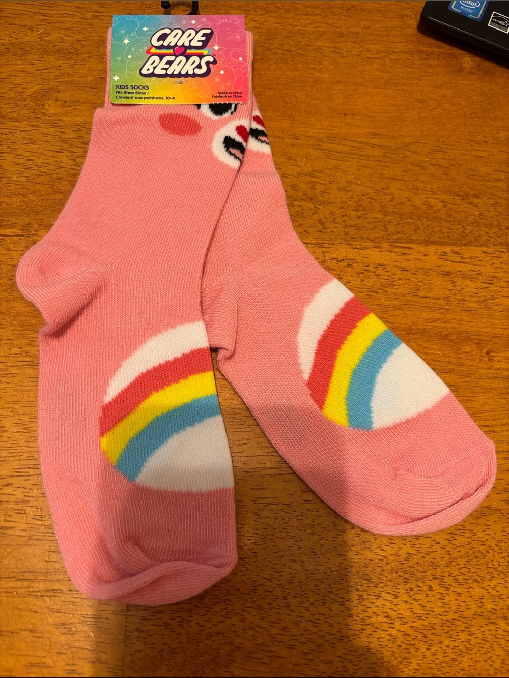 Care Bears Magic Cheer Bear Pink Socks with Rainbow Motif Kids 4-10